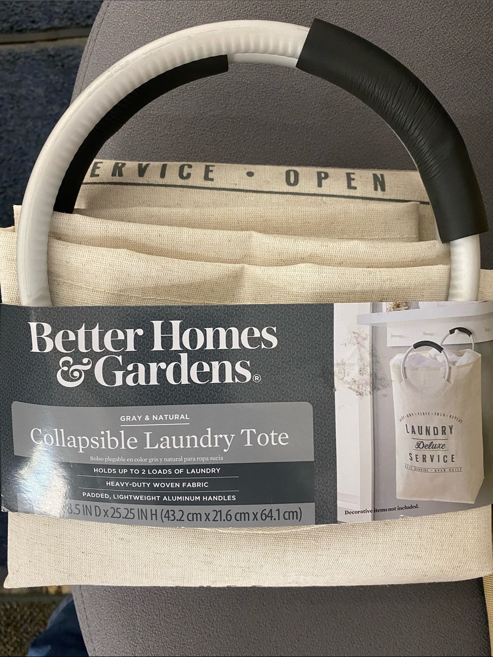 Better Homes And Gardens Gray & Natural Collapsible Laundry Tote